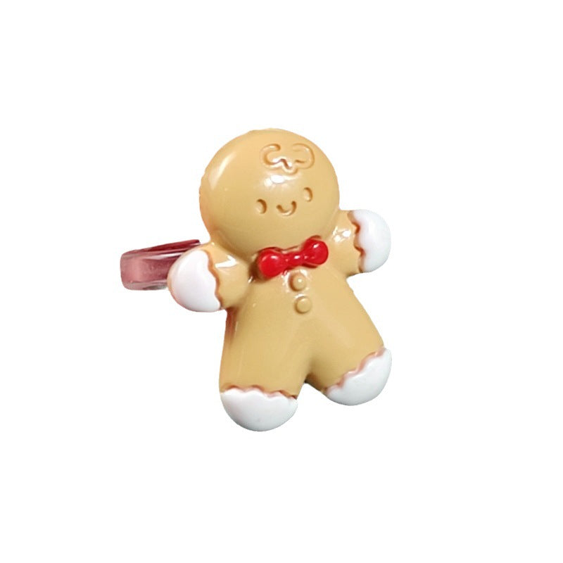 Wholesale 10PCS Christmas Cute Cartoon Santa Claus Snowman Acrylic Ring